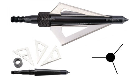 купите Наконечники охотничьи Man-kung MK-3BAL фиксированные, 100 гран, 3 лезвия (3 шт.) в Тюмени