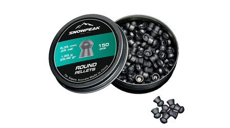 купите Свинцовые пульки для пневматики SnowPeak Round калибр 6.35 мм в Тюмени