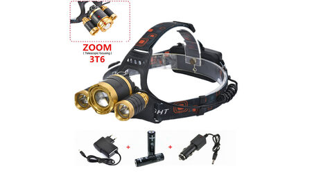 купите Светодиодный налобный фонарь Boruit HL-006 (Cree XML T6 + 2 Q5) 2200 люмен в Тюмени